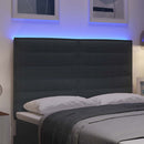 LED sengegavl med LED-lysstrimler Mørkegrå 144 cm Velourstof