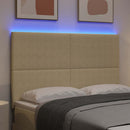 LED sengegavl med LED-lysstrimler Grågrøn 144 cm Velourstof