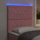LED sengegavl med LED-lysstrimler Lyserød 80 cm Fløjl
