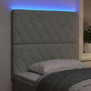 LED sengegavl med LED-lysstrimler Lysegrå 80 cm Fløjl