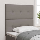 LED sengegavl med LED-lysstrimler Gråbrun 80 cm Stof