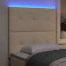 LED sengegavl med LED-lysstrimler Creme 80 cm Stof