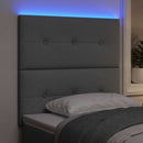 LED sengegavl med LED-lysstrimler Lysegrå 90 cm Stof