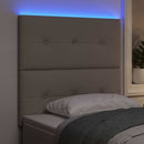 LED sengegavl med LED-lysstrimler Gråbrun 100 cm Stof