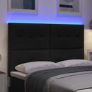 LED sengegavl med LED-lysstrimler Sort 144 cm Stof