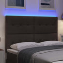 LED sengegavl med LED-lysstrimler Mørk Brun 144 cm Stof