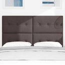 LED sengegavl med LED-lysstrimler Mørk Brun 144 cm Stof