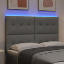 LED sengegavl med LED-lysstrimler Lysegrå 160 cm Stof
