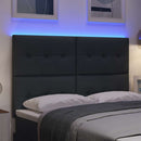 LED sengegavl med LED-lysstrimler Mørkegrå 160 cm Stof