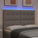 LED sengegavl med LED-lysstrimler Gråbrun 160 cm Stof