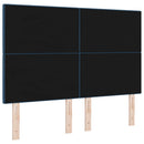 LED sengegavl med LED-lysstrimler Blå 160 cm Stof
