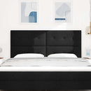 LED sengegavl med LED-lysstrimler Sort 180 cm Stof