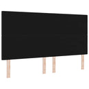 LED sengegavl med LED-lysstrimler Sort 180 cm Stof
