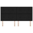 LED sengegavl med LED-lysstrimler Sort 180 cm Stof