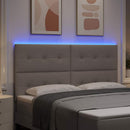 LED sengegavl med LED-lysstrimler Gråbrun 180 cm Stof