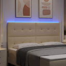 LED sengegavl med LED-lysstrimler Creme 180 cm Stof