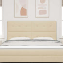LED sengegavl med LED-lysstrimler Creme 180 cm Stof