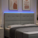 LED sengegavl med LED-lysstrimler Lysegrå 180 cm Fløjl