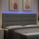 LED sengegavl med LED-lysstrimler Lysegrå 200 cm Stof
