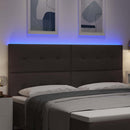 LED sengegavl med LED-lysstrimler Mørk Brun 200 cm Stof