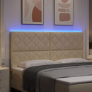 LED sengegavl Creme 180 cm Stof