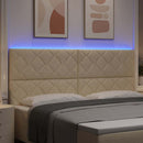 LED sengegavl Creme 200 cm Stof