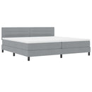 Box spring seng med hovedgærde Lysegrå 200 x 200 cm Stof