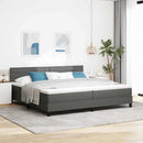 Box spring seng med hovedgærde Mørkegrå 200 x 200 cm Stof