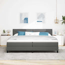 Box spring seng med hovedgærde Mørkegrå 200 x 200 cm Stof