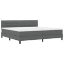 Box spring seng med hovedgærde Mørkegrå 200 x 200 cm Stof