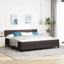 Box spring seng med hovedgærde Mørk Brun 200 x 200 cm Stof
