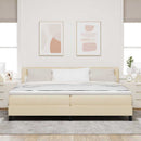 Box spring seng med hovedgærde Creme 200 x 200 cm Stof