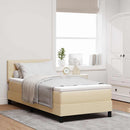 Box spring seng med hovedgærde Creme 90 x 200 cm Stof