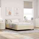 Box spring seng med hovedgærde Creme 140 x 200 cm Stof