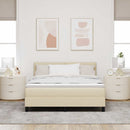 Box spring seng med hovedgærde Creme 140 x 200 cm Stof