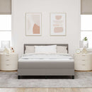 Box spring seng med hovedgærde Gråbrun 160 x 200 cm Stof