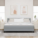 Box spring seng med hovedgærde Lysegrå 180 x 200 cm Stof
