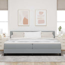 Box spring seng med hovedgærde Lysegrå 200 x 200 cm Stof
