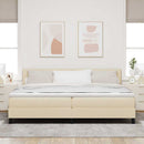 Box spring seng med hovedgærde Creme 200 x 200 cm Stof