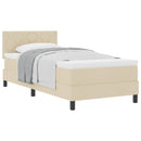 Box spring seng med hovedgærde Creme 90 x 190 cm Stof