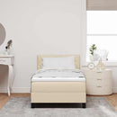 Box spring seng med pude med hovedgærde Creme 90 x 200 cm Stof