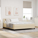 Box spring seng med pude med hovedgærde Creme 180 x 200 cm Stof