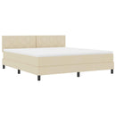 Box spring seng med pude med hovedgærde Creme 180 x 200 cm Stof