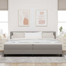 Box spring seng med hovedgærde Gråbrun 200 x 200 cm Stof
