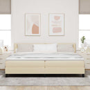 Box spring seng med hovedgærde Creme 200 x 200 cm Stof