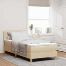 Box spring seng med pude med hovedgærde Creme 90 x 200 cm Stof