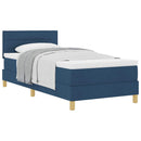 Box spring seng med pude med hovedgærde Blå 90 x 200 cm Stof