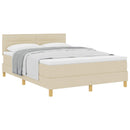 Box spring seng med pude med hovedgærde Creme 140 x 190 cm Stof
