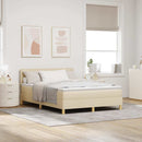Box spring seng med pude med hovedgærde Creme 160 x 200 cm Stof