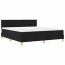 Box spring seng med pude med hovedgærde Sort 180 x 200 cm Stof
